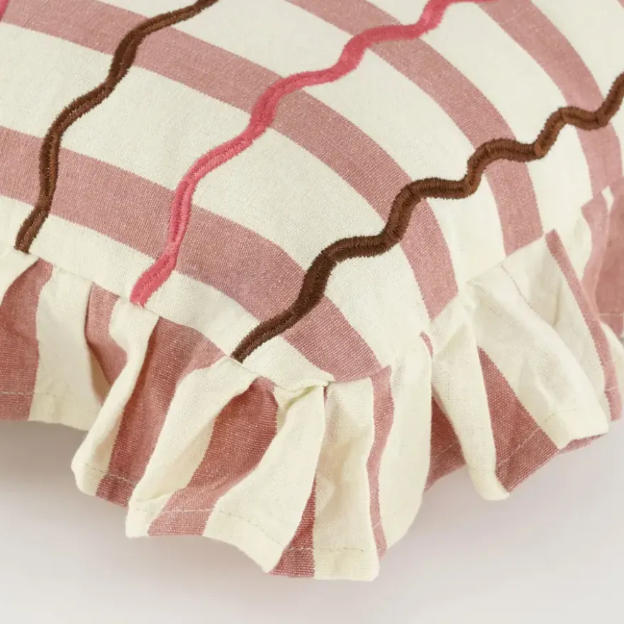 Kussen wave oud roze - l55xb35xh10cm