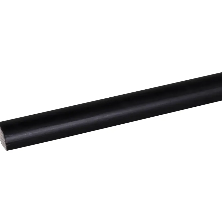 Kwartrond grenen zwart gelakt 13x13mm 270cm