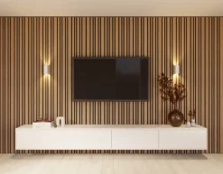 Lattenwand Decowall Acoustic Blend brons eiken, combinatie van verschillende breedtes, 260x30cm, 2 stuks (1.56m2)