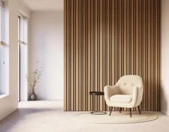 Lattenwand Decowall Acoustic Blend brons eiken, combinatie van verschillende breedtes, 260x30cm, 2 stuks (1.56m2)