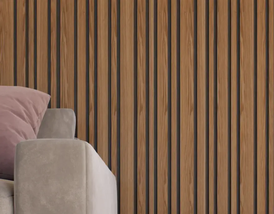 Lattenwand Decowall Acoustic Blend brons eiken, combinatie van verschillende breedtes, 260x30cm, 2 stuks (1.56m2)