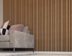 Lattenwand Decowall Acoustic Blend brons eiken, combinatie van verschillende breedtes, 260x30cm, 2 stuks (1.56m2)