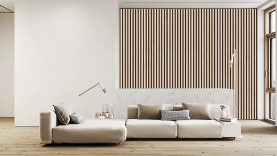 Lattenwand licht eiken 260 x 52,6 cm dikte 22 mm