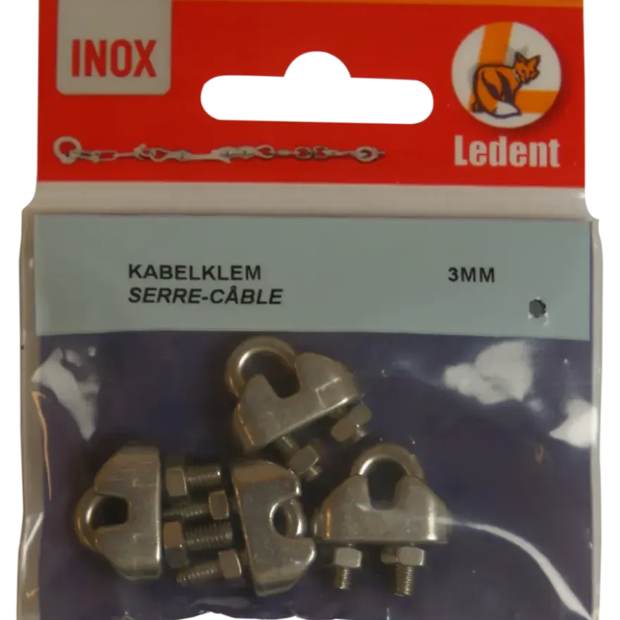 Ledent kabelklem tot Ø 3 mm rvs (4 stuks)