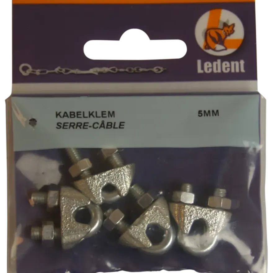 Ledent kabelklem tot Ø 5 mm verzinkt (2 stuks)