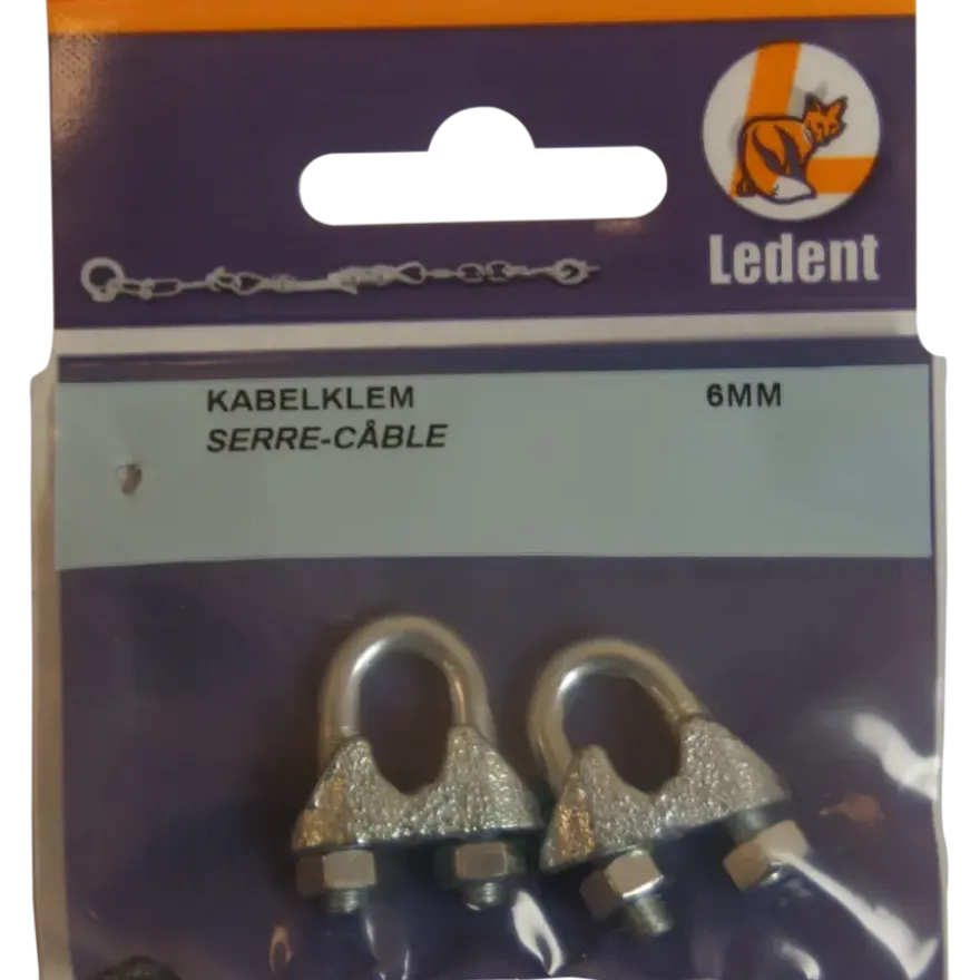 Ledent kabelklem tot Ø 6 mm verzinkt (2 stuks)