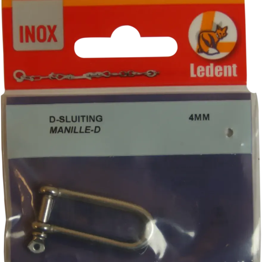 Ledent nodsluiting D-sluiting rvs 4 mm