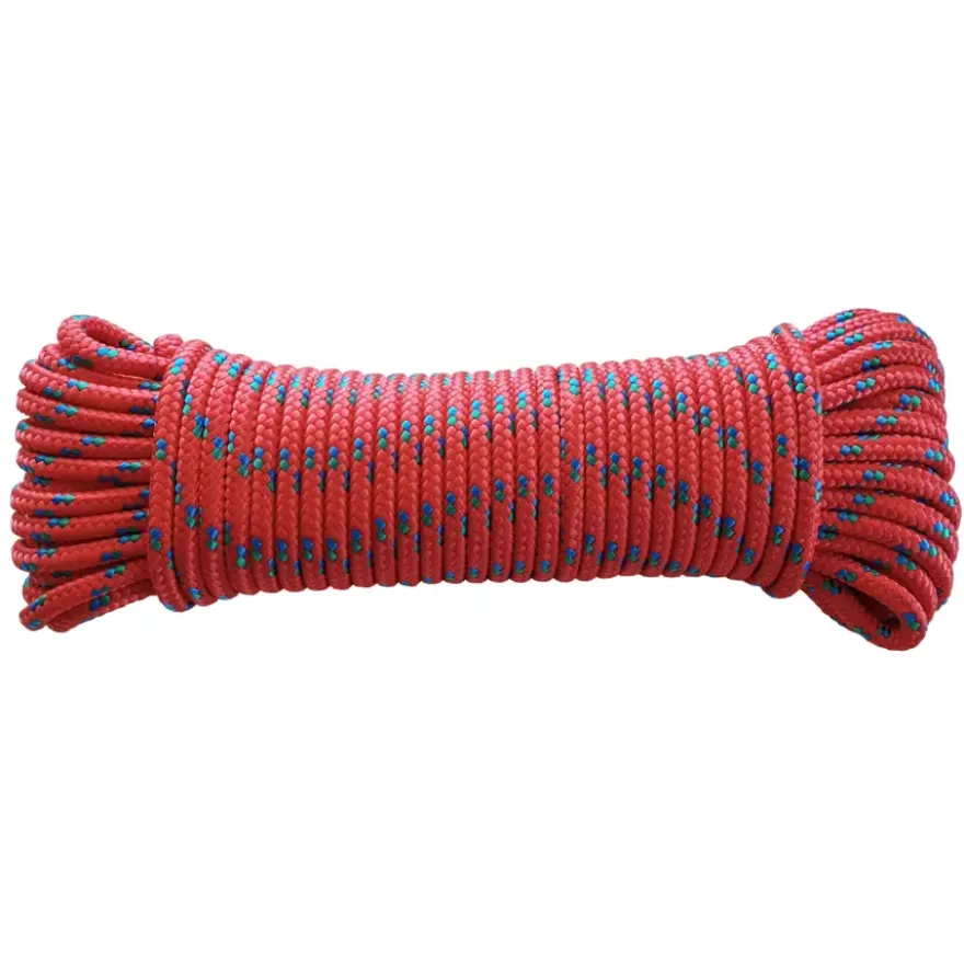 Ledent touw gevlochten pp rood/blauw/groen Ø6 mm / 20 m