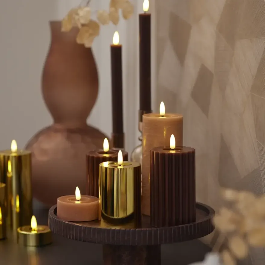 LED kaars wax donker bruin