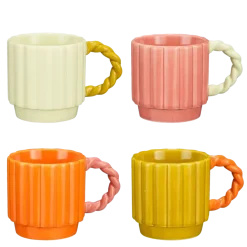 Lizzy mok roze oranje geel licht groen - l11xb8xh8cm