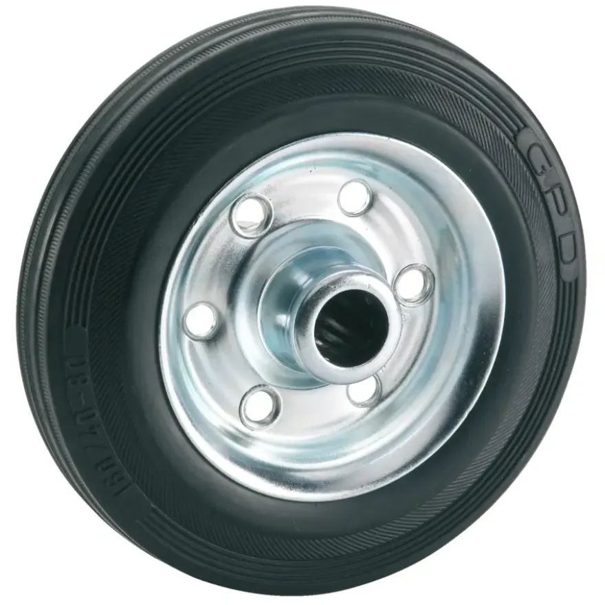 Los wiel rubber 100mm met as 12mm tot 70kg