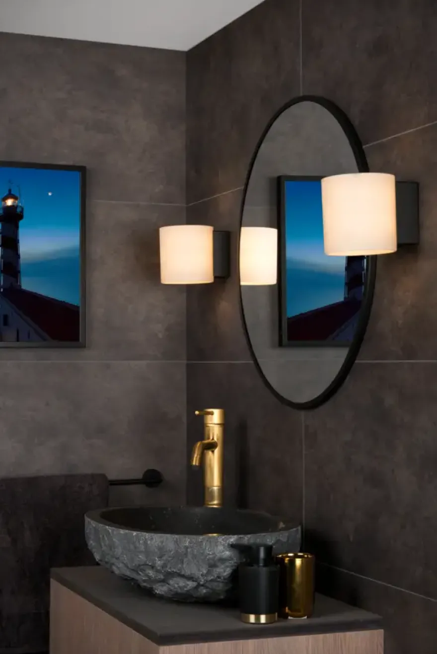 Lucide badkamer wandlamp Jelte IP44 zwart