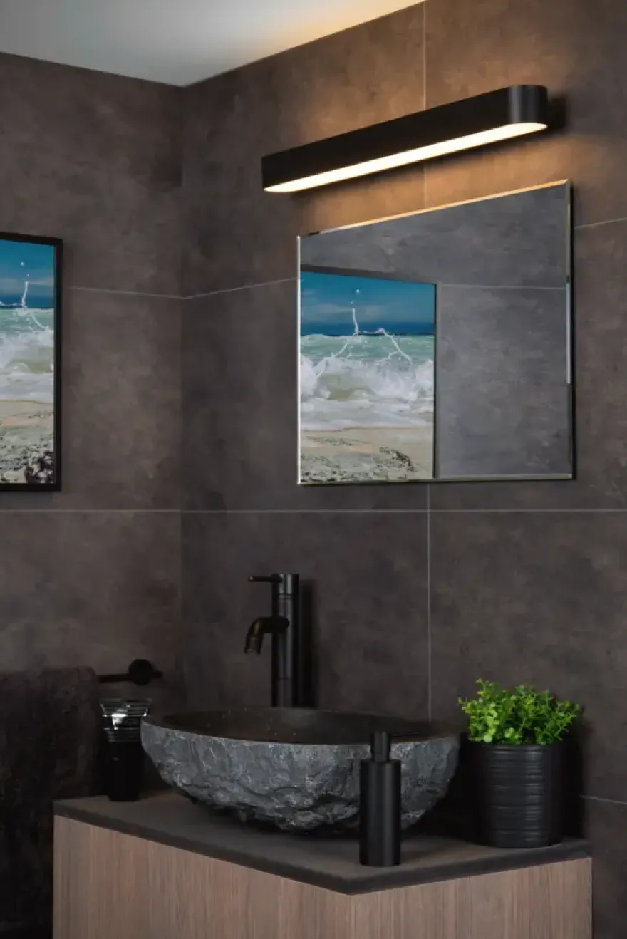 Lucide badkamer wandlamp Madelon IP44 zwart