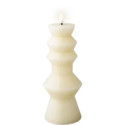 Lumineo wax kaars creme warm wit LED verlichting 23 cm