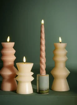 Lumineo wax kaars creme warm wit LED verlichting 23 cm