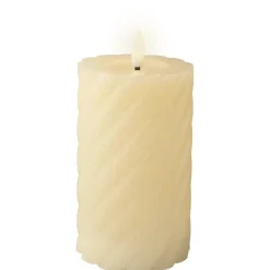 Lumineo wax kaars creme warm wit LED verlicthing 15 cm