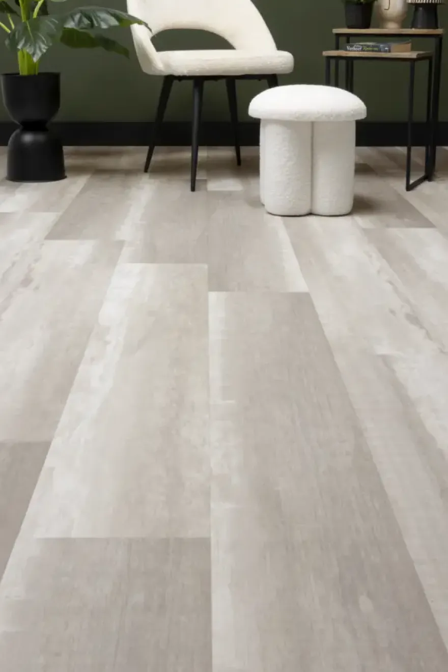 Lundia click PVC Natuur Stina lichtgrijs houtlook incl. geïntegreerde ondervloer
