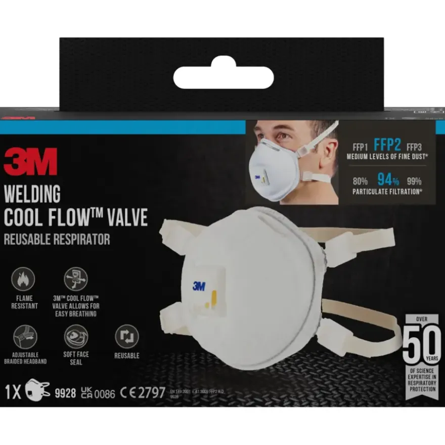 3M fijn stof masker cupvorm met uitademventiel tegen lasrook