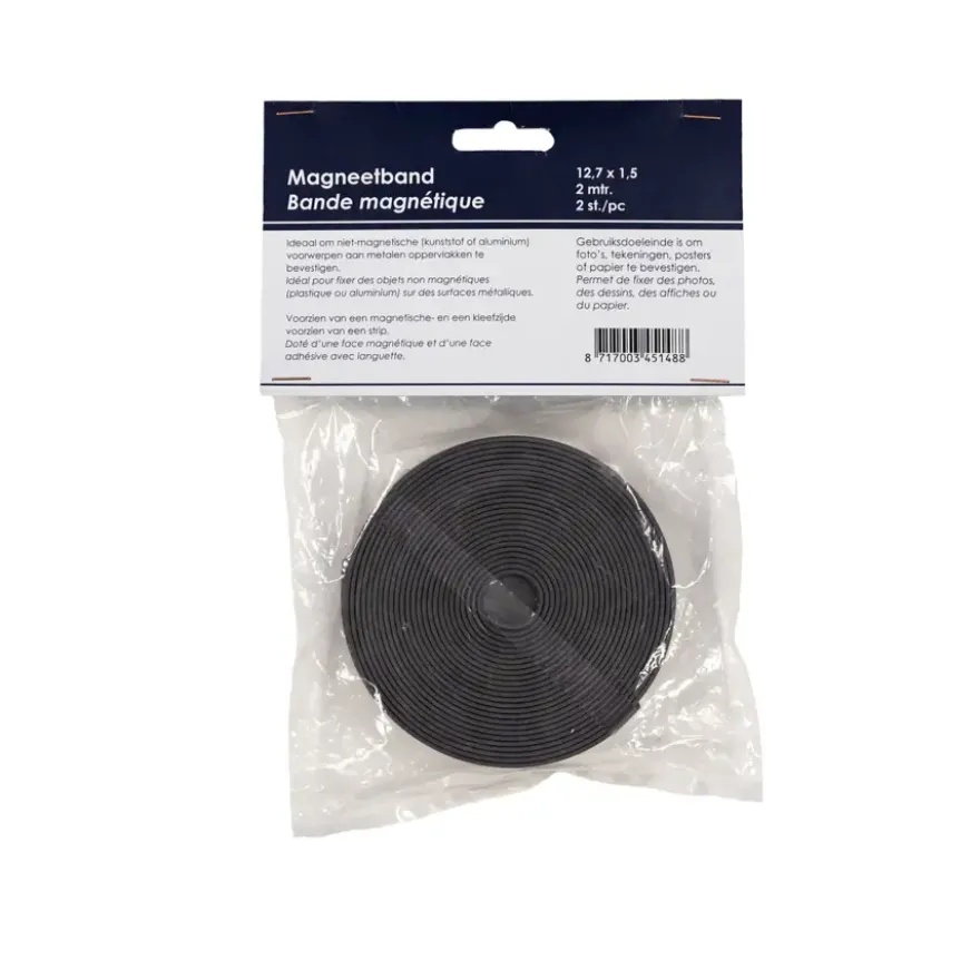 Magneetband zelfklevend zwart 2 meter - 2st