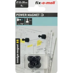 Magneet pion Neodym zwart 12x20mm 4 stuks