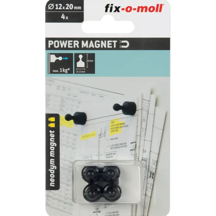Magneet pion Neodym zwart 12x20mm 4 stuks