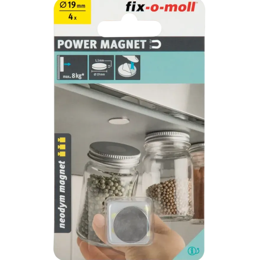 Magneetschijf Neodymium Klevend Zilver 19mm 4 stuks