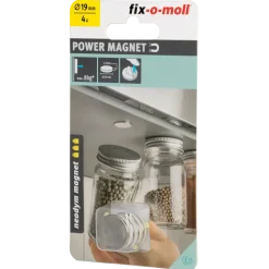 Magneetschijf Neodymium Klevend Zilver 19mm 4 stuks