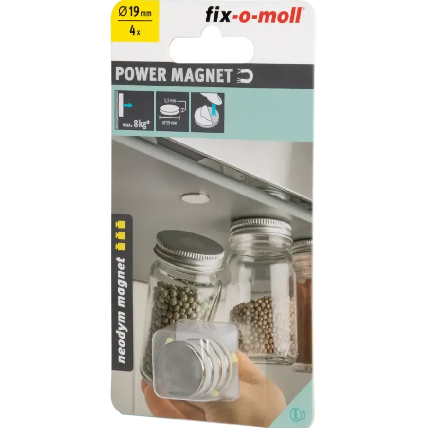 Magneetschijf Neodymium Klevend Zilver 19mm 4 stuks