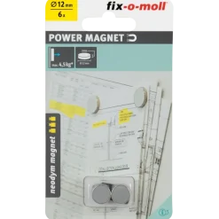 Magneetschijf Neodymium zilver 12x3mm 6 stuks