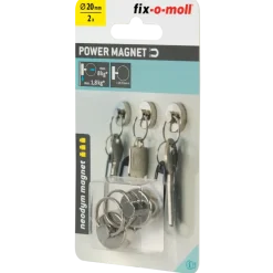 Magneet sleutelhanger Neodymium zilver 20mm 2 stuks