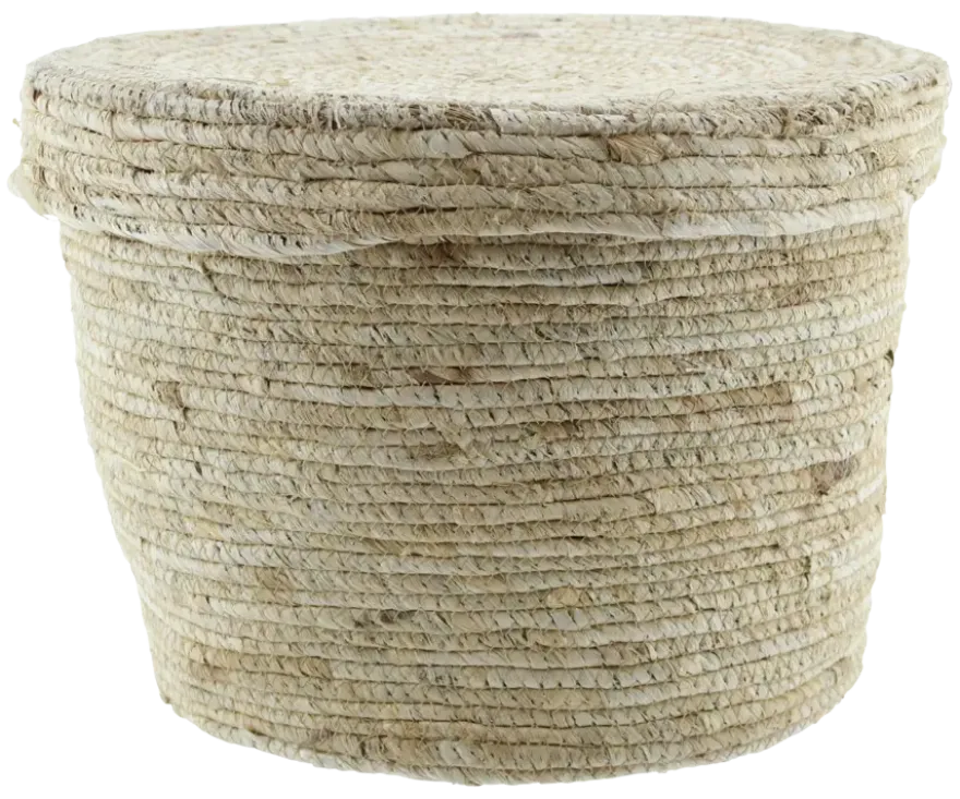 Mand mais husk inclusief deksel naturel D37H27CM