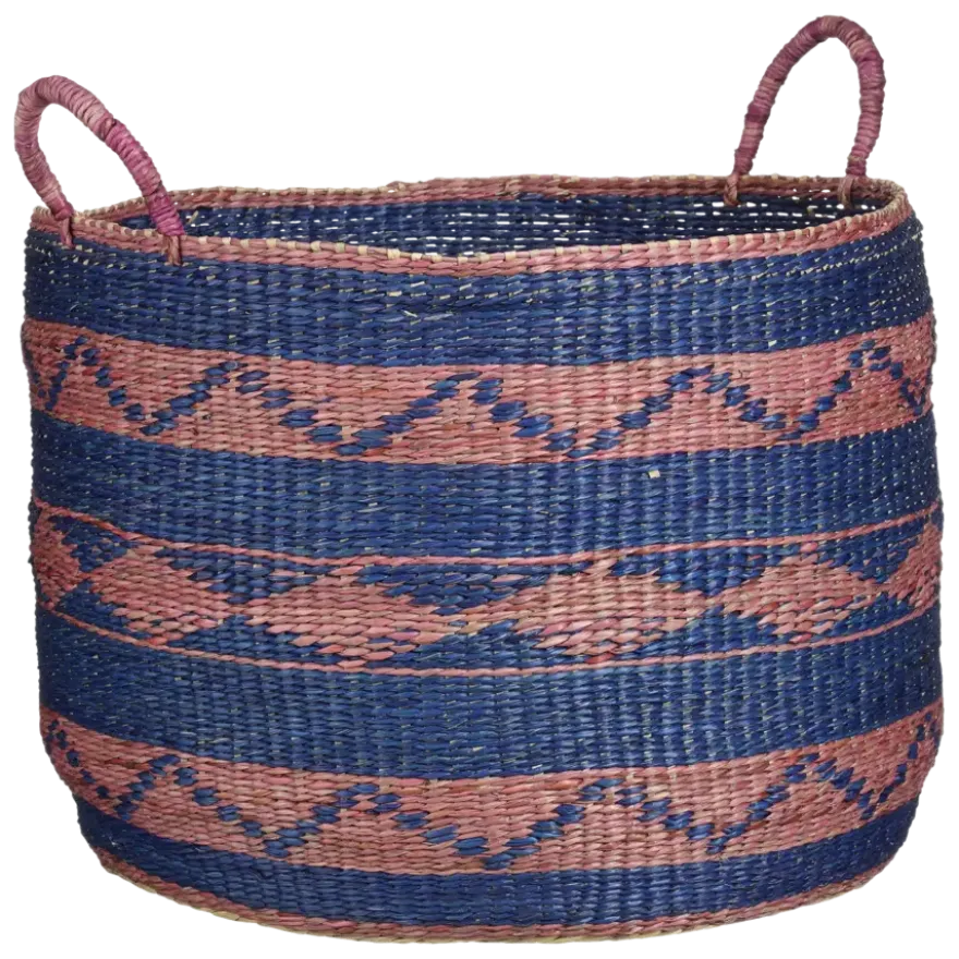 Mand rond blauw - h36xd49cm