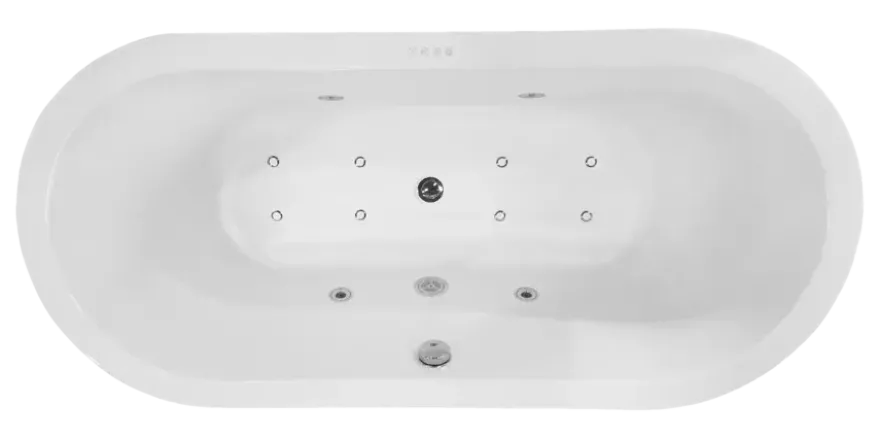 Marho Aquero whirlpool ligbad vrijstaand 170 x 80 cm acryl glans wit met waste chroom