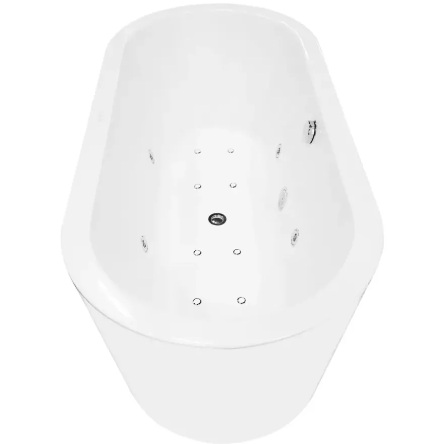 Marho Aquero whirlpool ligbad vrijstaand 170 x 80 cm acryl glans wit met waste chroom