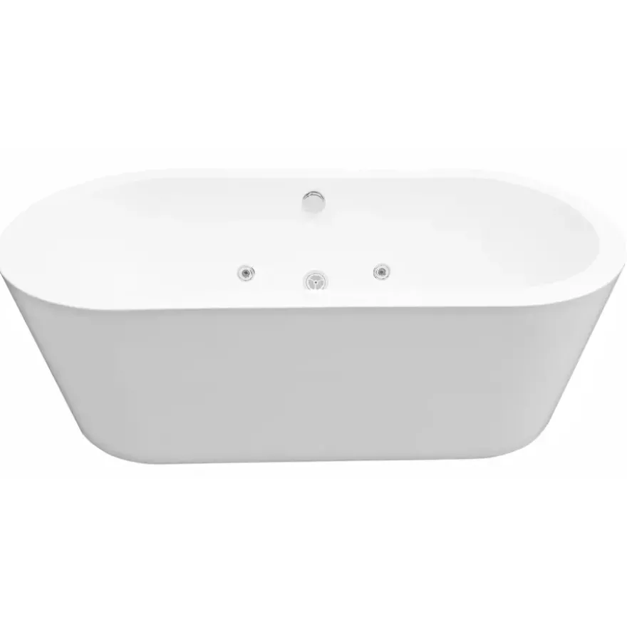 Marho Aquero whirlpool ligbad vrijstaand 170 x 80 cm acryl glans wit met waste chroom
