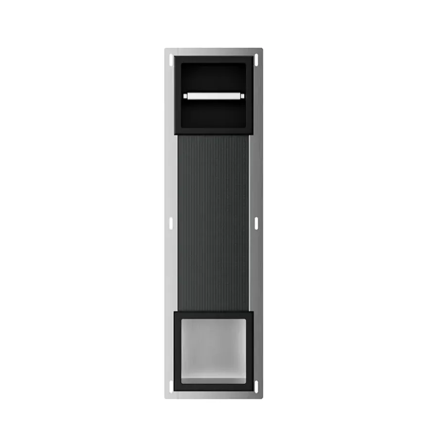 Marho Delya toiletrolhouder zonder klep en reserverolhouder inbouw mat zwart
