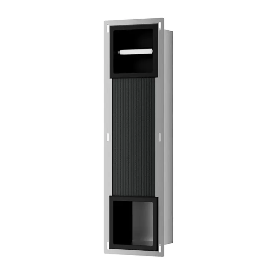Marho Delya toiletrolhouder zonder klep en reserverolhouder inbouw mat zwart
