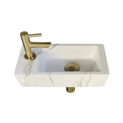 Marho fonteinset compleet links Ondine S mini wit + geborsteld messing