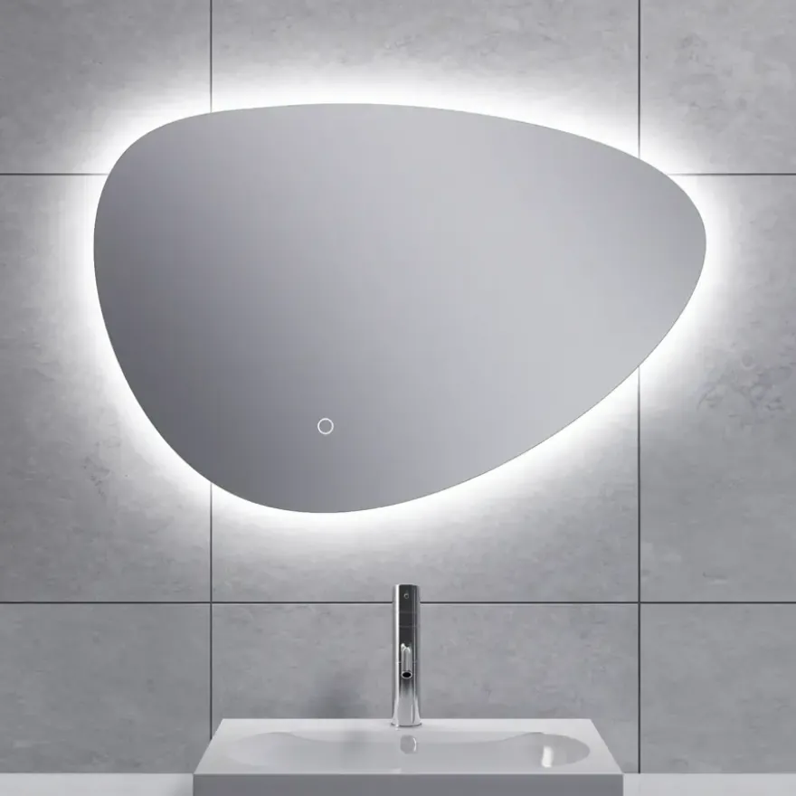 Marho Huevo organische badkamerspiegel met verlichting en verwarming dimbaar Ø 70 cm