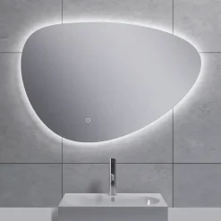 Marho Huevo organische badkamerspiegel met verlichting en verwarming dimbaar Ø 80 cm