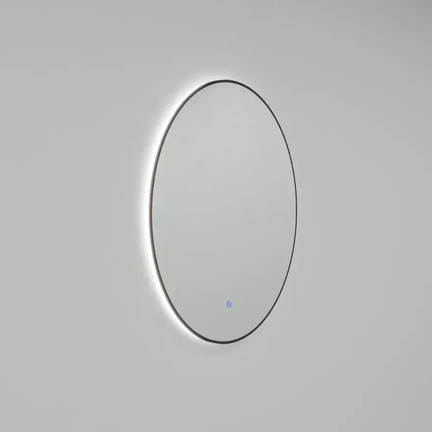 Marho Mavri badkamerspiegel verlichting dimbaar mat zwart Ø 100 cm