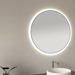 Marho Mavri badkamerspiegel verlichting dimbaar mat zwart Ø 100 cm