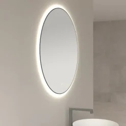 Marho Mavri badkamerspiegel rond verlichting dimbaar mat zwart Ø 80 cm