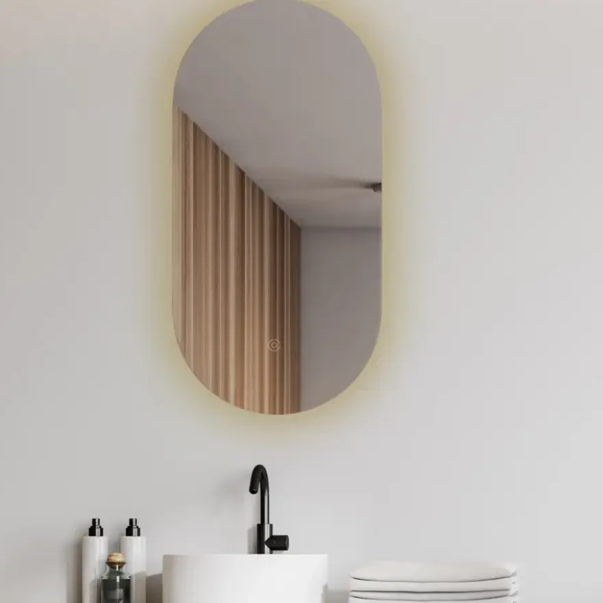Marho Mirala spiegel ovaal met LED, dimbaar en spiegelverwarming 50 x 100 cm