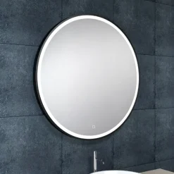 Marho Novi badkamerspiegel verlichting dimbaar mat zwart Ø 80 cm