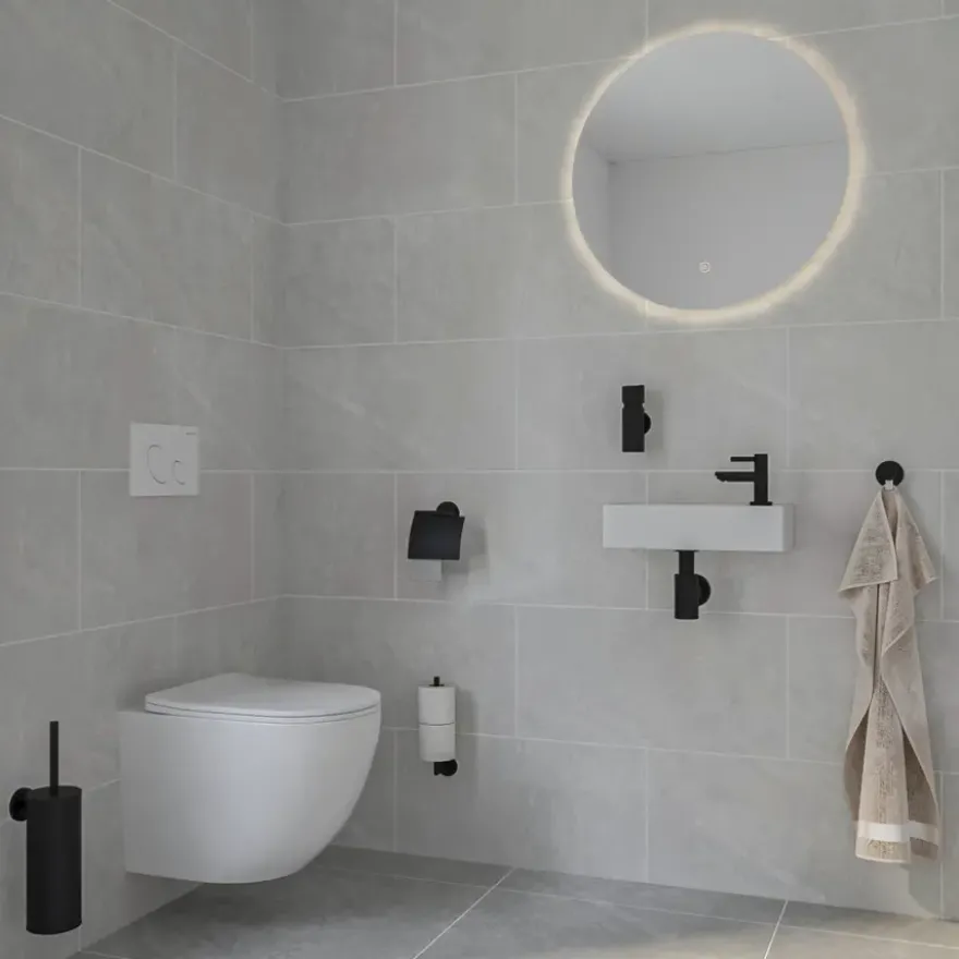 Marho Toiletrolhouder Luxor met klep zwart