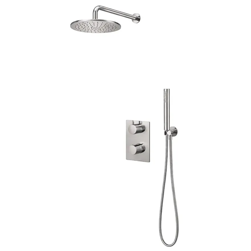 Marho Valdra regendouche set inbouw met thermostaatkraan 25 cm geborsteld staal