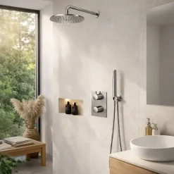 Marho Valdra regendouche set inbouw met thermostaatkraan 25 cm geborsteld staal