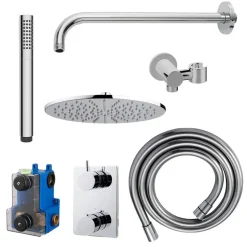 Marho Valdra regendouche set inbouw met thermostaatkraan 30 cm chroom