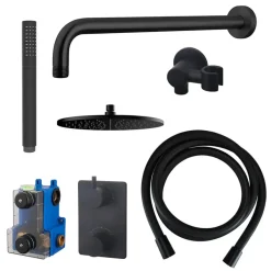 Marho Valdra regendouche set inbouw met thermostaatkraan 30 cm mat zwart